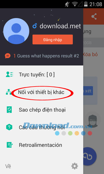 Kết nối thiết bị để chia sẻ qua Zapya cho Android