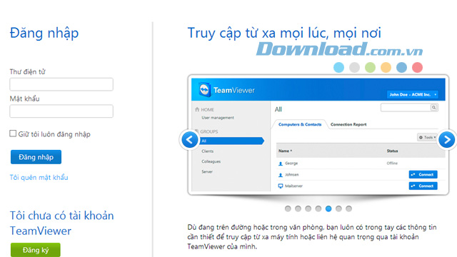 Giao diện của TeamViewer Management Console
