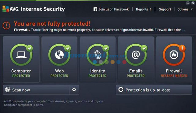 Giao diện AVG Protection Pro