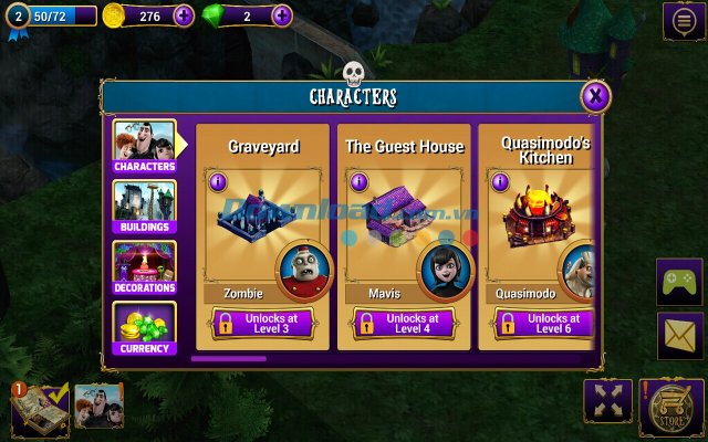 Hệ thống nhân vật của game Hotel Transylvania 2 Hệ thống nhân vật của game Hotel Transylvania 2