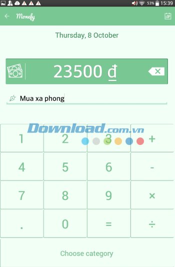 Thêm các khoản chi để quản lý trên Monefy cho Android