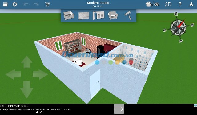 Chế độ 3D Observe của ứng dụng Home Design 3D 
