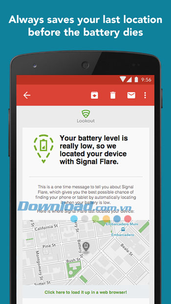 Tính năng định vị của Lookout Security & Antivirus cho Android