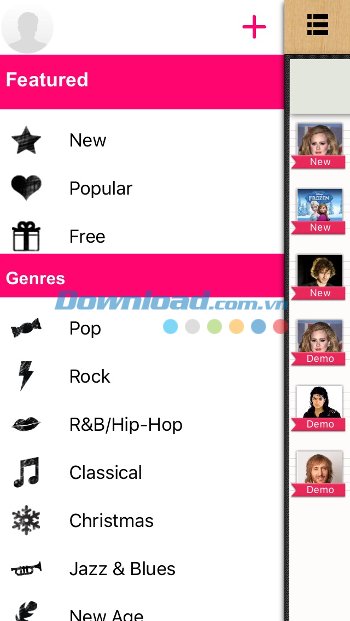 Thực đơn chính của Online Pianist