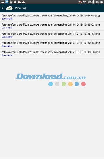 Bản ghi quá trình sao lưu với Right Backup Anywhere cho Android