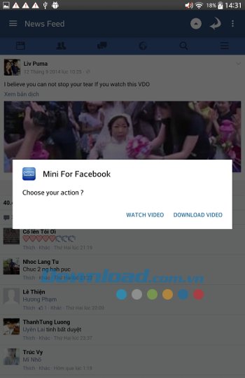 Tải video dễ dàng với Mini For Facebook cho Android