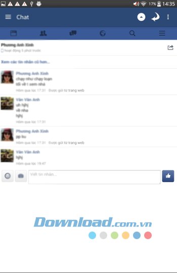 Mini For Facebook cho phép chat với bạn bè trong ứng dụng 
