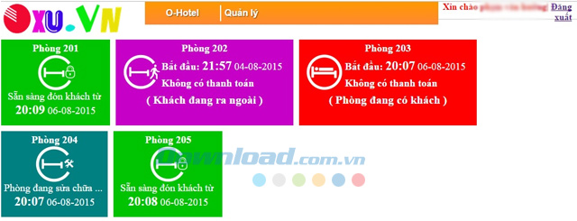 Giao diện chính OHotel