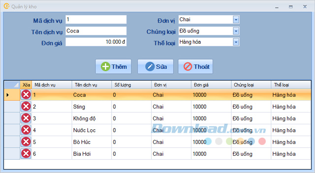 Chức năng quản lý kho trong OHotel
