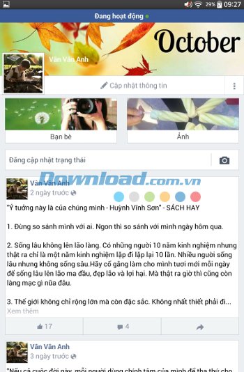 Trang cá nhân trên Facebook Lite