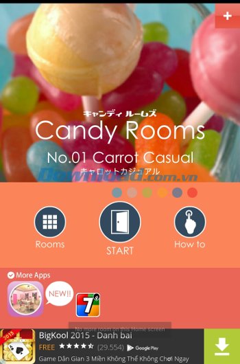 Giao diện game Escape Candy Rooms 