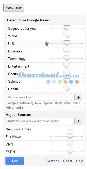 Chọn nhóm chủ đề ưu tiên