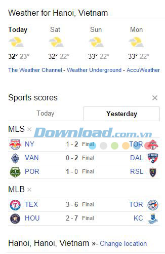Thông tin thời tiết và thể thao