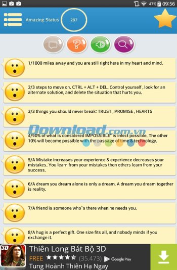 Chia sẻ lời chúc ngọt ngào với Status Message cho Android