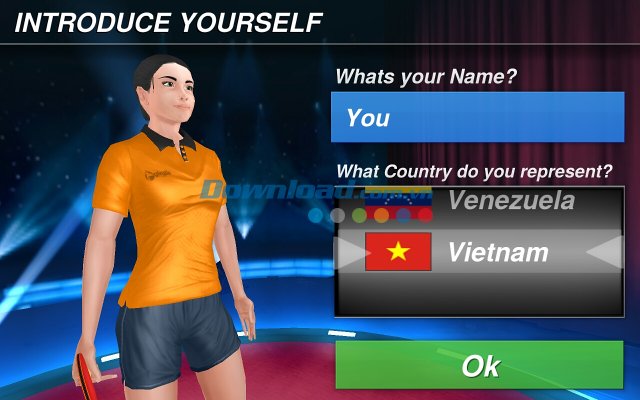 Thay đổi quốc gia đại diện trong Table Tennis Champion cho Android 