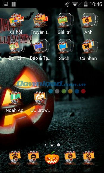 Ngăn kéo ứng dụng sau khi cài đặt Happy Halloween Theme 