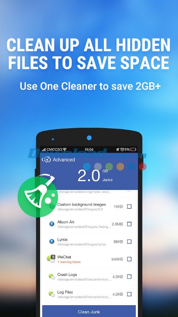 Tính năng dọn dẹp của One Cleaner cho Android
