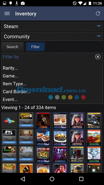 Tính năng Inventory trong Steam for Android
