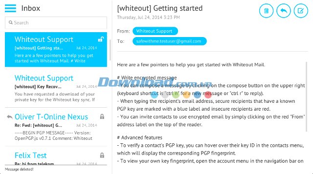 Tính năng Inbox của Whiteout Mail 
