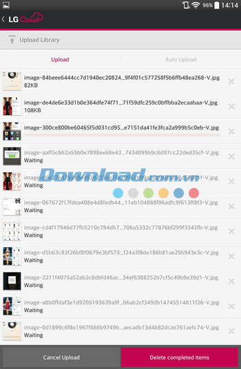 Tải lên nhiều kiểu dữ liệu với LG Cloud cho Android