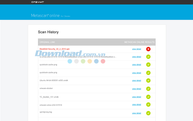 Xem lịch sử quét file