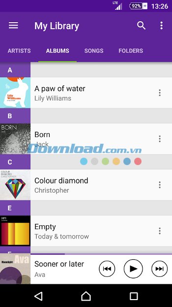 Thư viện nhạc trên Sony Music cho Android