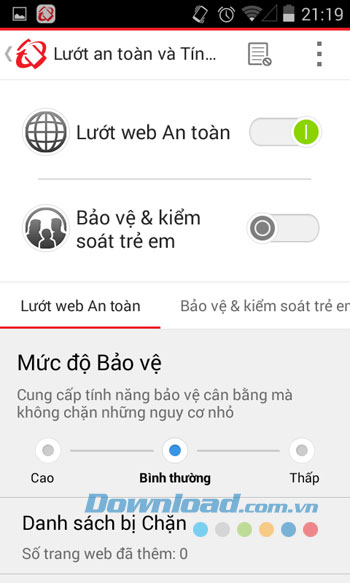 Tính năng lướt web an toàn của Trend Micro Mobile Security & Antivirus 