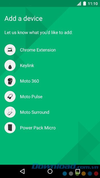Thêm thiết bị để kết nối với Motorola Connect cho Android