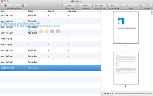Giao diện của xPDFtoWord