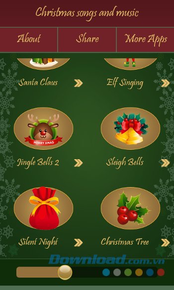 Christmas Songs and Music gồm khá nhiều bài hát quen thuộc Christmas Songs and Music gồm khá nhiều bài hát quen thuộc