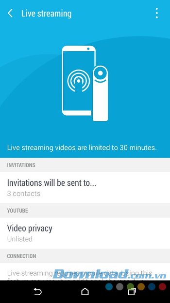 Stream video YouTube với RE camera cho Android
