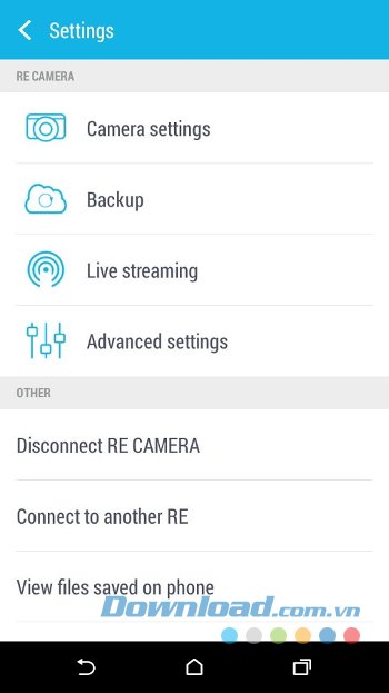 Các cài đặt cơ bản của RE camera cho Android