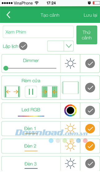 Tạo cảnh trong ứng dụng LumiHome