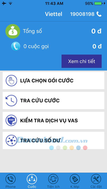 Tổng cước trong tháng