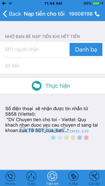 Nạp tiền điện thoại