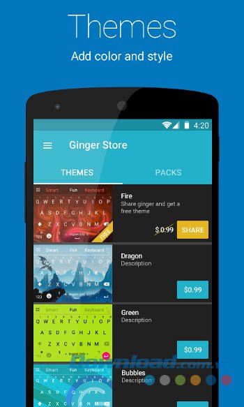 Thay đổi chủ đề mong muốn với Ginger Keyboard