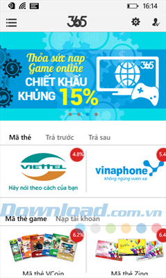 Giiao diện chính của VTC365