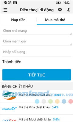 VTC365 hỗ trợ nạp thẻ điện thoại