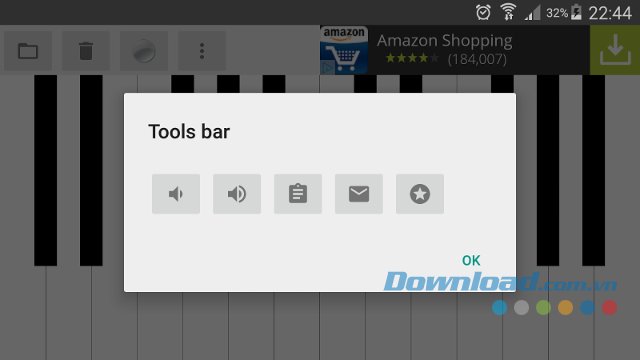 Thanh công cụ của Real Music Piano HD Thanh công cụ của Real Music Piano HD