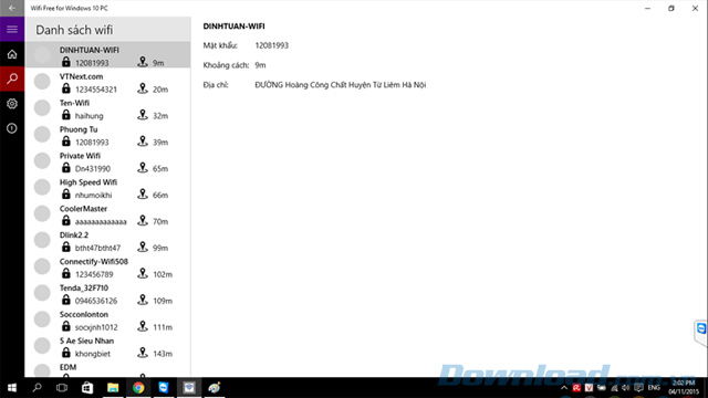 Danh sách điểm wifi Danh sách điểm wifi