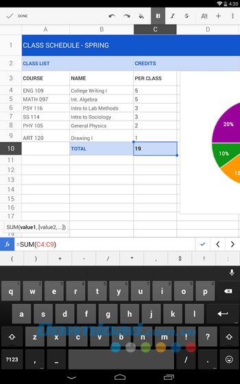 Google Sheets tích hợp đầy đủ các tùy chọn Excel