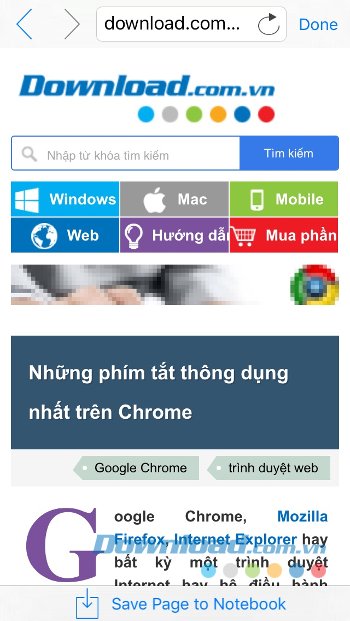 Lưu trang web vào ghi chú