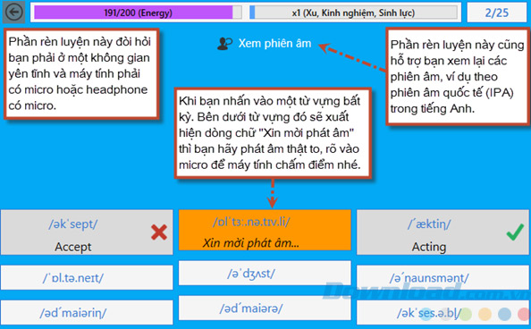 Giao diện phát âm