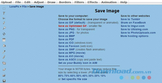 Lựa chọn lưu file