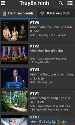 Danh sách các kênh truyền hình