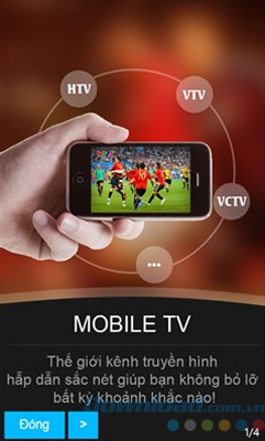 Giao diện bắt đầu sử dụng ứng dụng VinaPhone TV