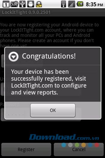 Đăng ký thành công LockItTight 