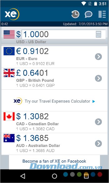 Cập nhật tỷ giá nhanh chóng với XE Currency