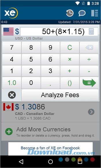 Chuyển đổi tỷ giá đơn giản với XE Currency