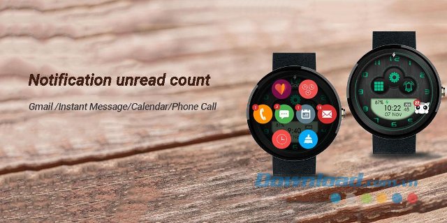 Wear Mini Launcher hiển thị thông báo trên mặt đồng hồ 